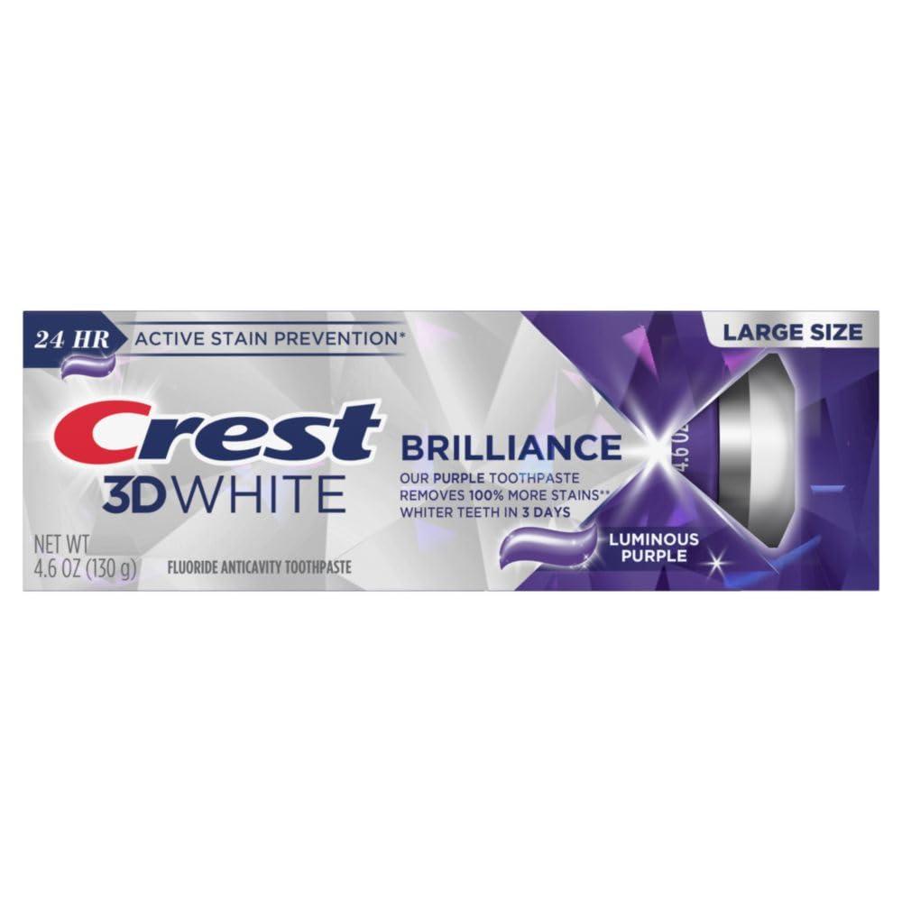 Crest 3D White Brilliance Luminous Purple Teeth Whitening Toothpaste, 4.6 oz Pack of 3, Anticavity Fluoride Toothpaste, Fights 100% More Surface Stains, 24 Hour Active Stain Prevention - Image 7