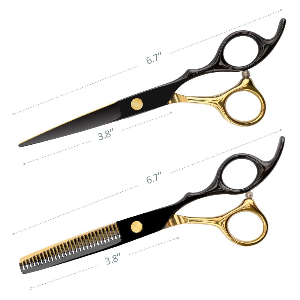 Professional Black Gold Hairdressing Teeth Scissors Stainless Steel Barber Hair Cutting Sets Salon Multifunctional Thinning Straight Shears Tools for Mother Father's Gift - Image 2