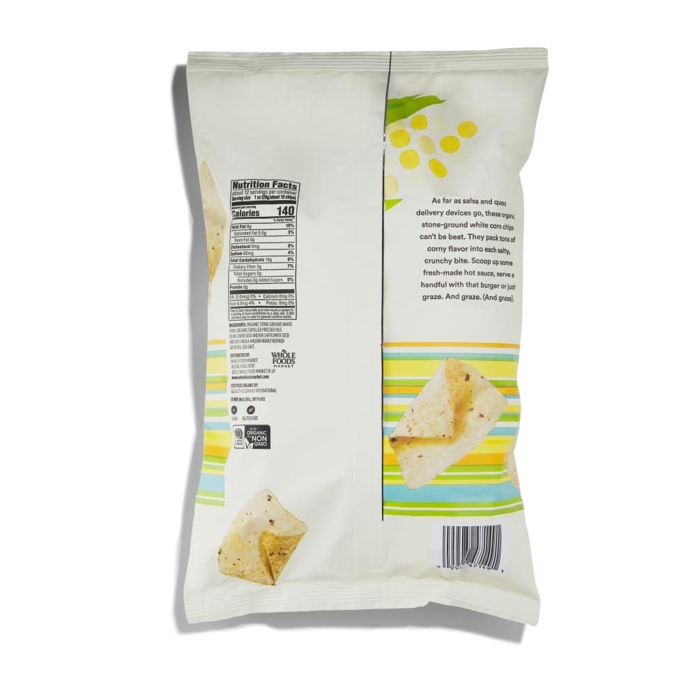 365 by Whole Foods Market, Organic White Corn Tortilla Chips Thin and Crispy, 12 OZ - Image 2