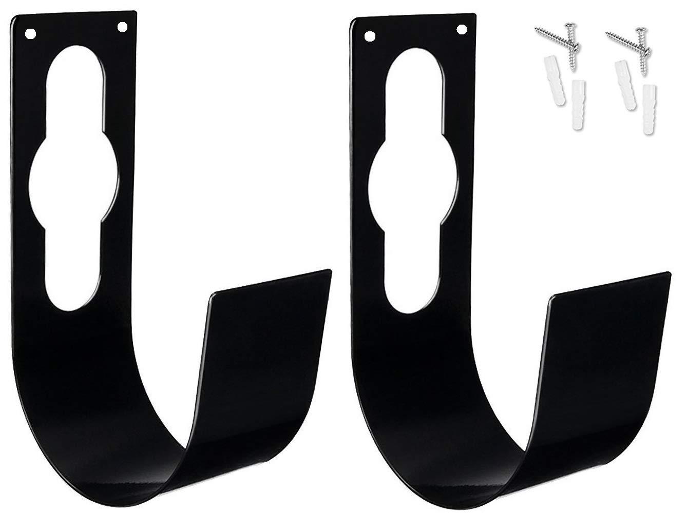 Ebliiny 2 Pack Garden Hose Hanger Wall Mount Heavy Duty Hose Holder Hook Use for 150foot Hose (Large, Black)