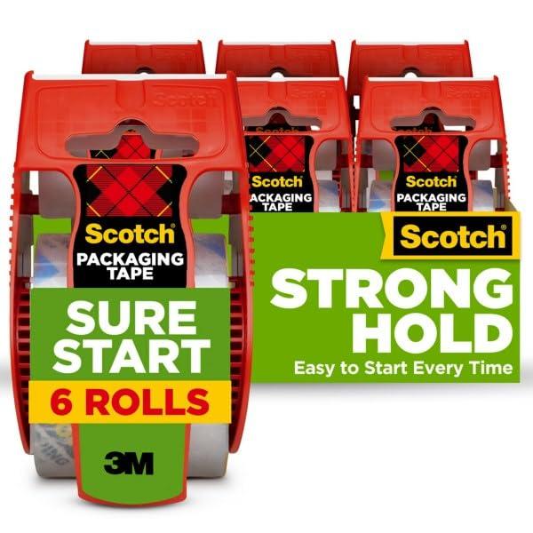 Scotch Sure Start Shipping Packaging Tape, 1.88" x 22.2 yd, Designed for Packing, Shipping and Mailing, Quiet Unwind, No Splitting or Tearing, 1.5" Core, Clear, 6 Dispensered Rolls (145-6) - Image 16