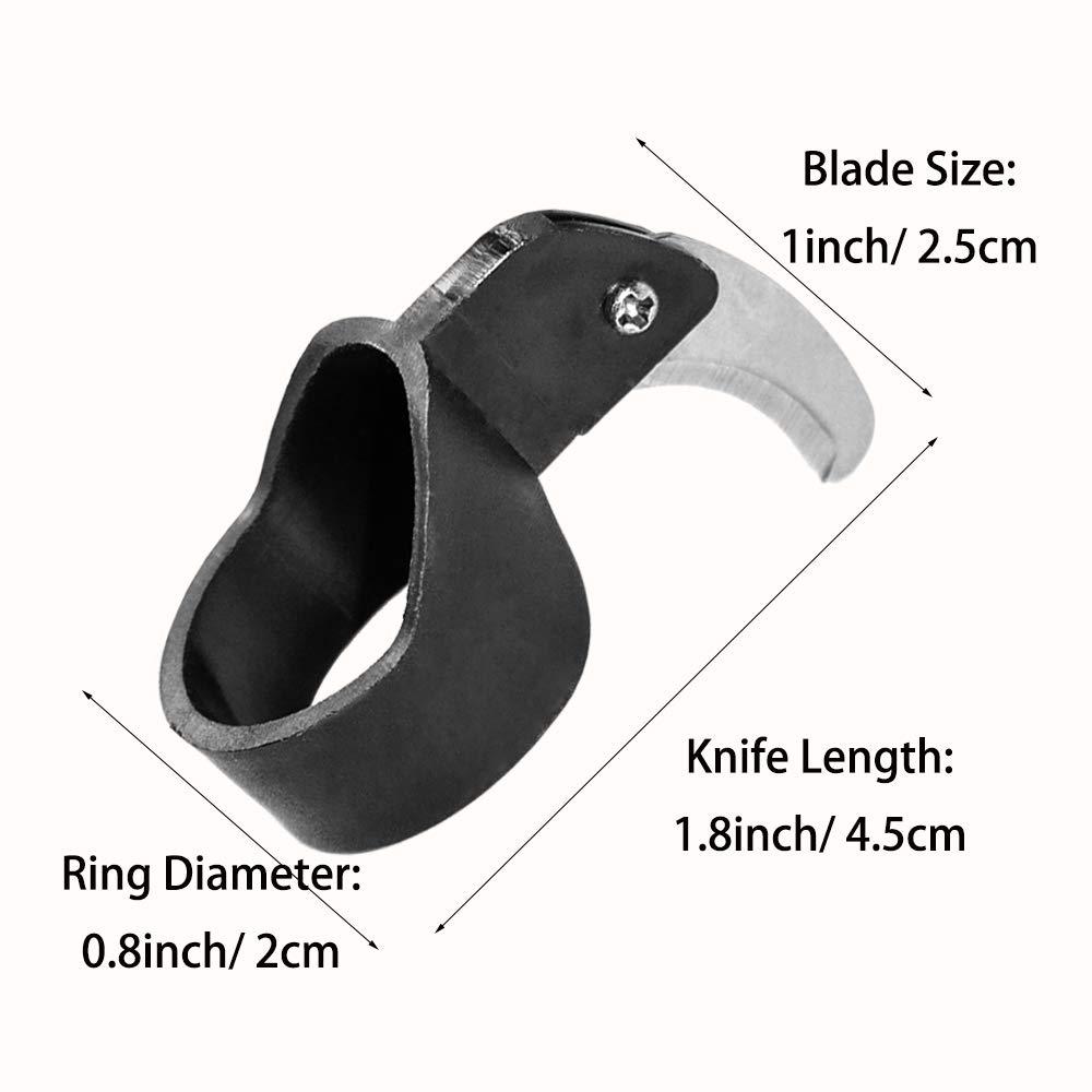 TOGRAND Safety Finger Ring Knife, Portable Utility Cutting Helper Tool with Sharp and Strong Curved Steel Blade, Ring Size 0.8inch/2cm Diameter(2Pack, Black) - Image 3