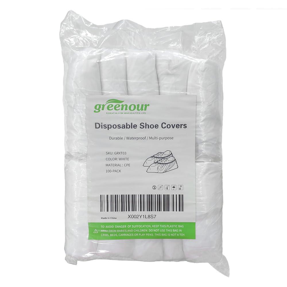 Greenour Shoe Covers Disposable 100 PCS (50 Pairs) Waterproof and Durable for Indoors Plastic Boot Covers White - Image 7