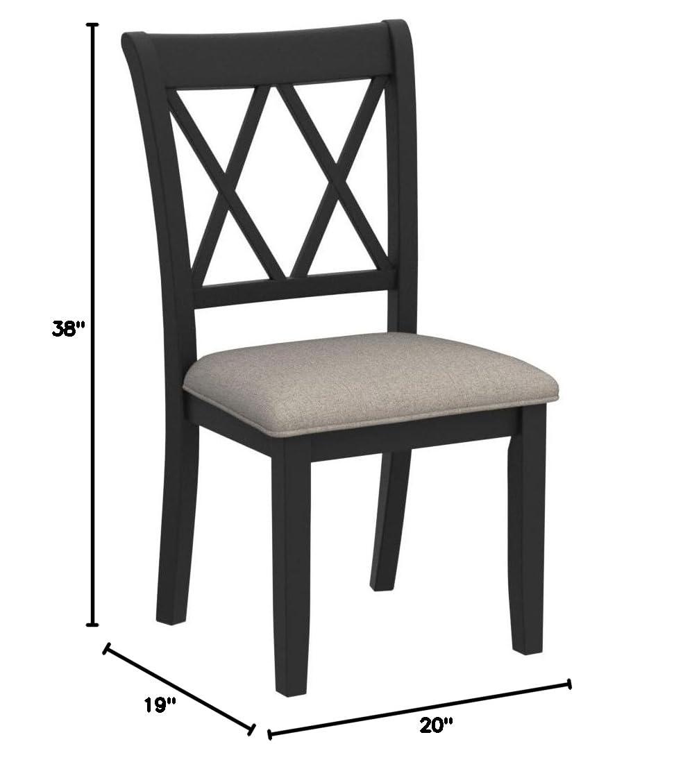 Roundhill Furniture Windvale Fabric Upholstered Dining Chair, Set of 2, Black - Image 2