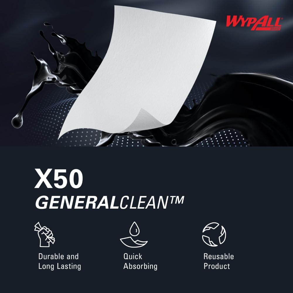WypAll GeneralClean X50 Cloths Cleaning Wipes (35015), Jumbo, Strong Towels for Extended Use, White (1 Roll of 1,100 Sheets, 1,100 Sheet Total) - Image 8