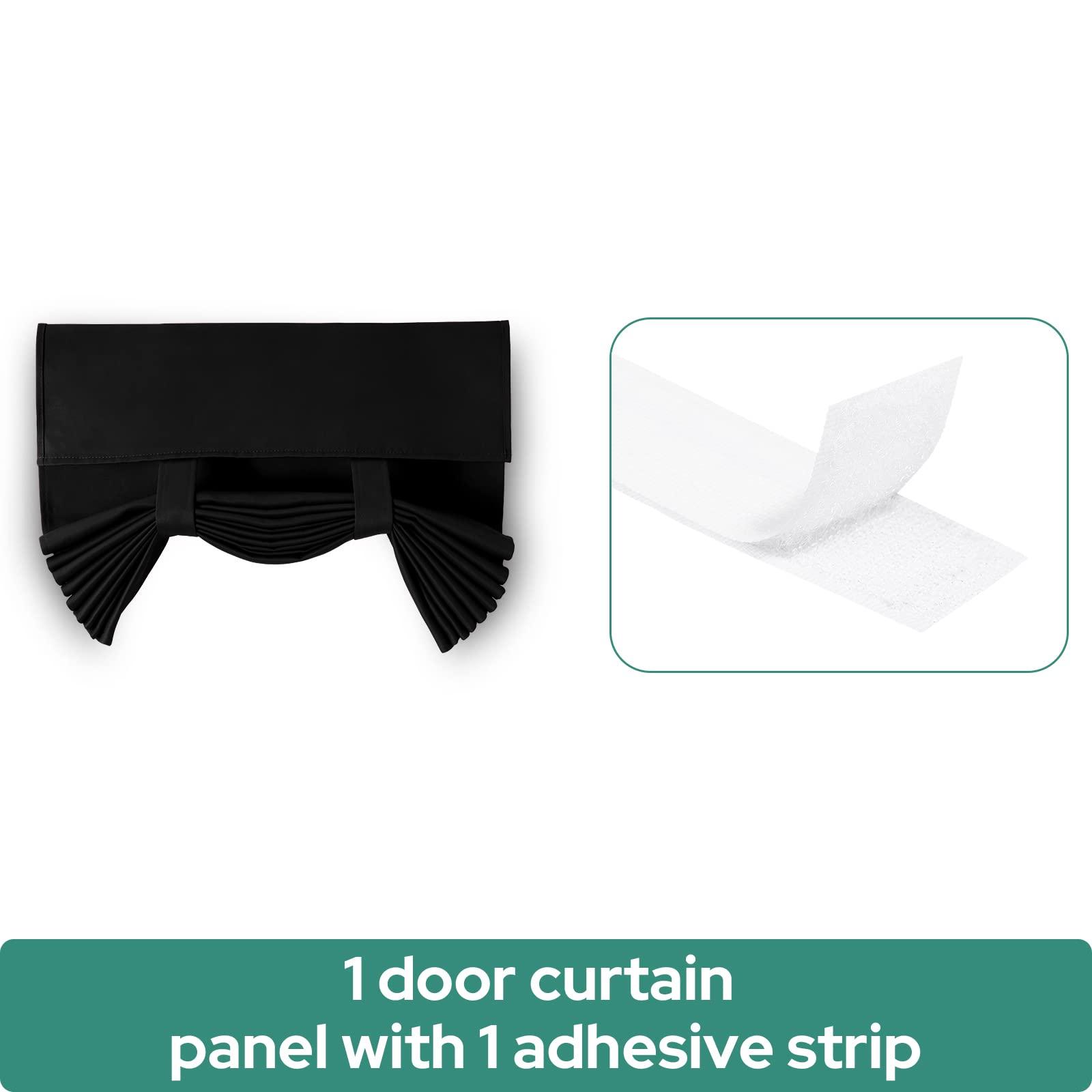 HOMEIDEAS Blackout French Privacy Door Curtains for Door Window,Curtains for Glass, Thermal Insulated Tie Up Shade Window Covering for Bedroom, Black, W26 X L40 Inch, 1 Panel - Image 8
