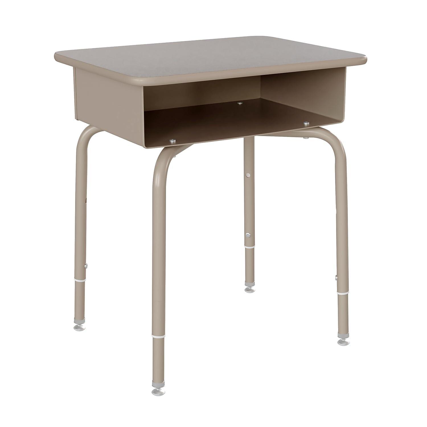 Flash Furniture Billie Student Desk - Gray Granite Open Front School Desk - Silver Metal Frame - 24"W x 18"D Adjustable Height, Durable for School or Remote Learning