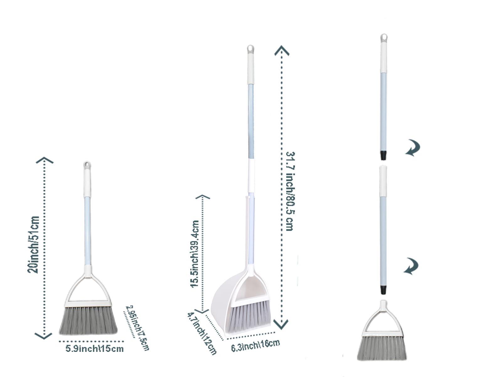 Xifando Mini Broom with Dustpan for Kids,Little Housekeeping Helper Set (White+Grey) - Image 3