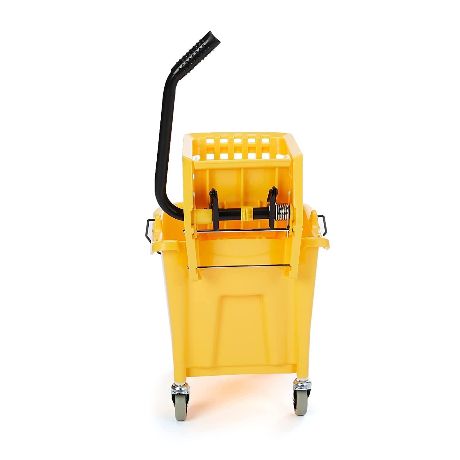 Amazon Basics Side Press Wringer Combo Commercial Floor Cleaning Rectangular Mop Bucket on Wheels, 35-Quart, Yellow - Image 3