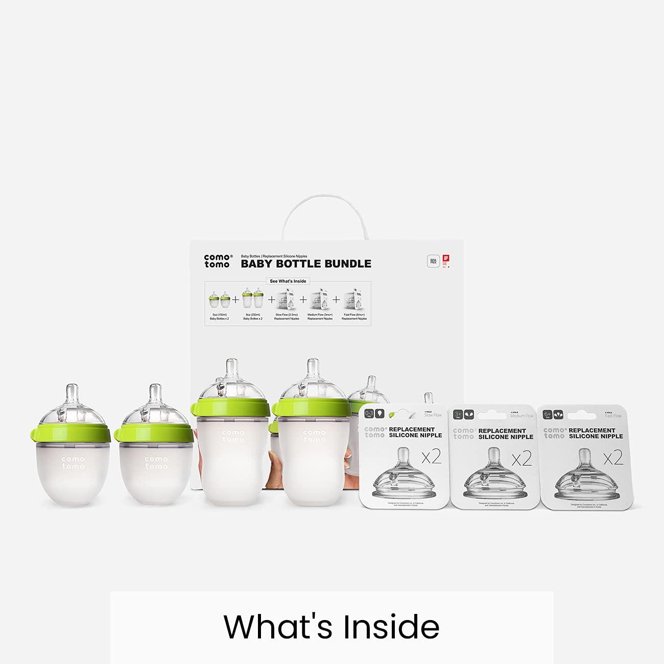 Comotomo Baby Bottle Bundle, Green, (7 Piece Set) - Image 5