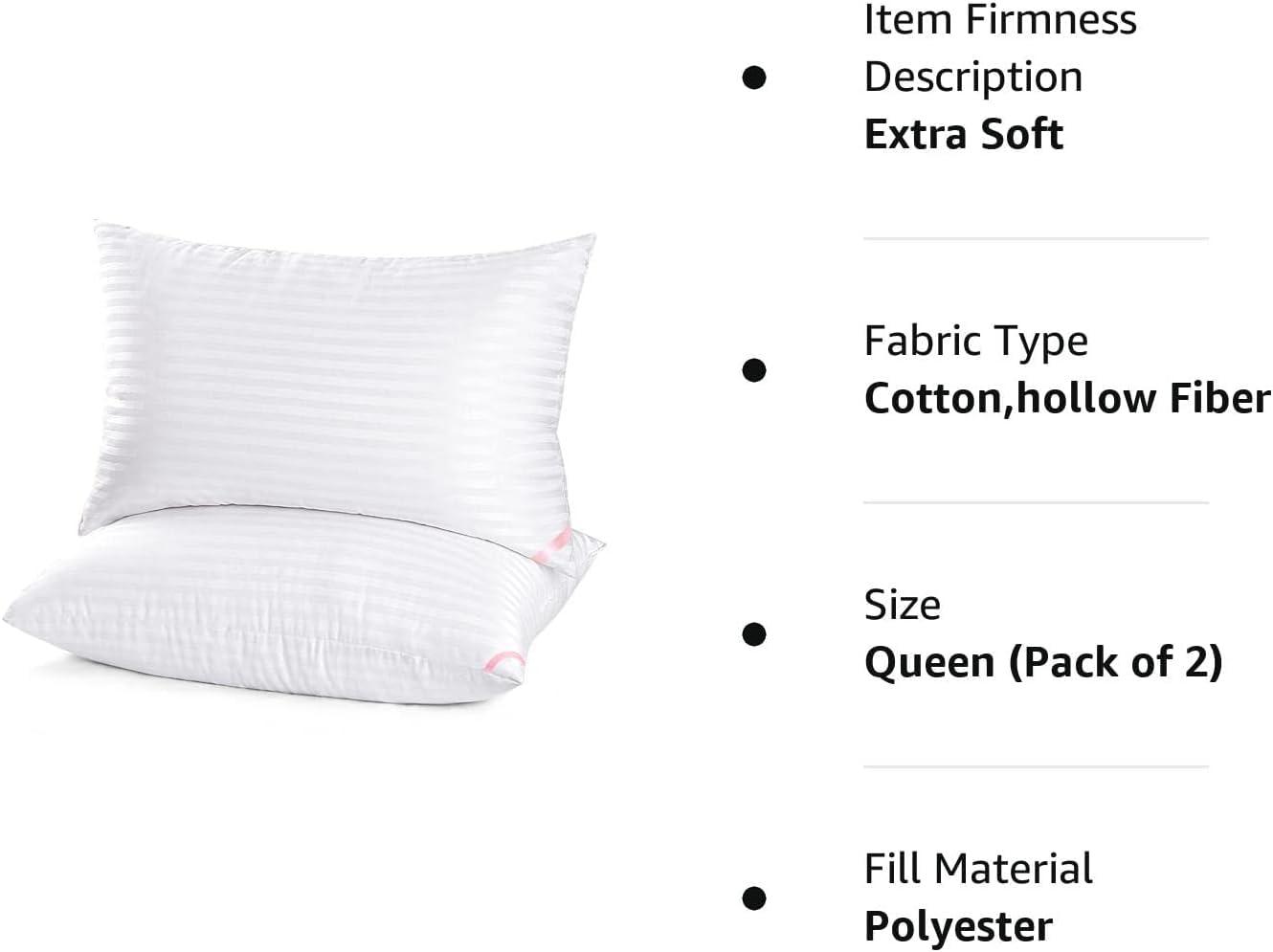 EIUE Hotel Collection Bed Pillows for Sleeping 2 Pack Queen Size，Pillows for Side and Back Sleepers,Super Soft Down Alternative Microfiber Filled Pillows,20 x 30 Inches - Image 6