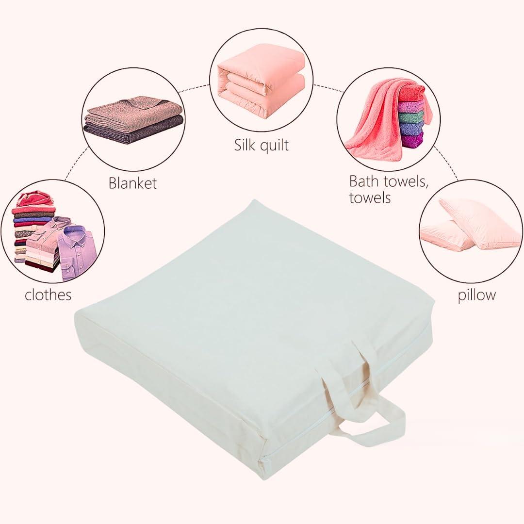 Forever Cotton Premium Cotton Garment Bag, Shawl Bag, Saree Bag,Travel Pack - Cloth Bag (Off-White, Pack Of 1) - Image 4