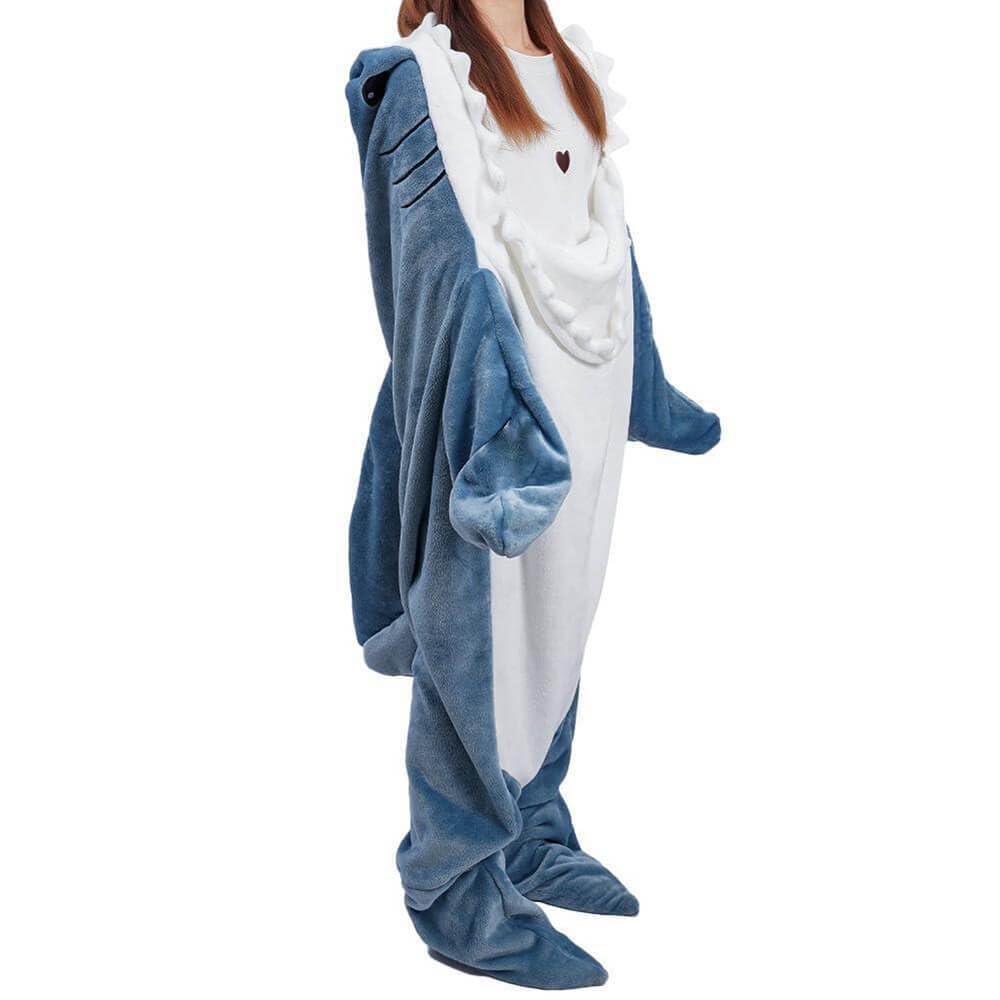 inkArts Shark Blanket Hoodie Onesie for Adult & Kid, Wearable Shark Sleeping Bag, Soft Cozy Onesie Costume - Image 2
