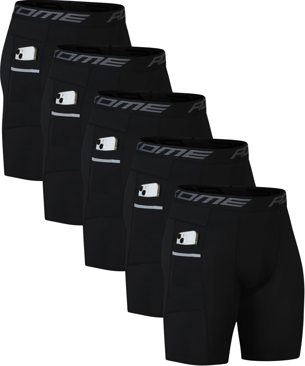 Roxdme 5 or 1 Pack Compression Shorts Men Spandex Sport Shorts Athletic Workout Running Tights Performance Underwear