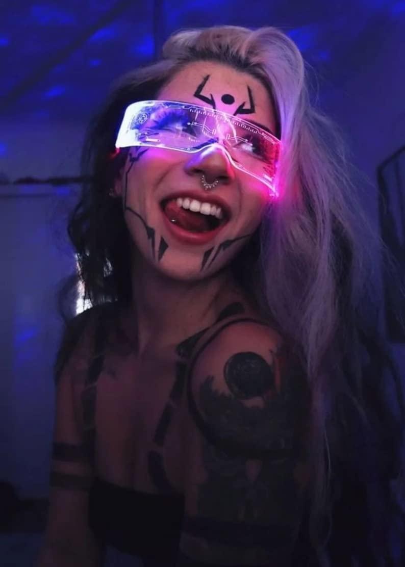 Yowivon Led Light Up Glasses Glow in the Dark Party Supplies Halloween Neon Rave Accessories for Party EDM Festival - Image 2