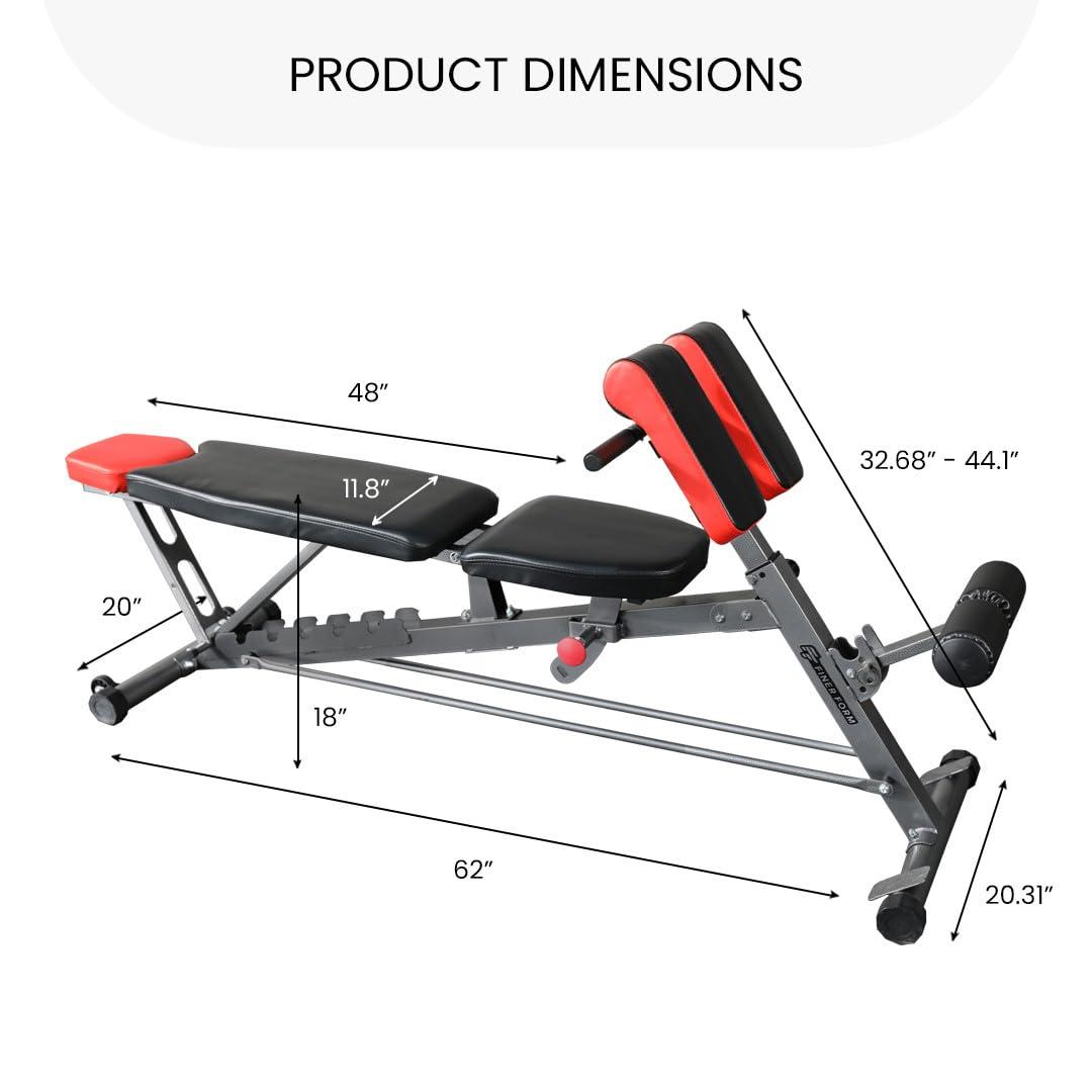 Finer Form Multi-Functional FID Weight Bench for Full All-in-One Body Workout – Hyper Back Extension, Roman Chair, Adjustable Ab Sit up Bench, Incline Decline Bench, Flat Bench - Image 6