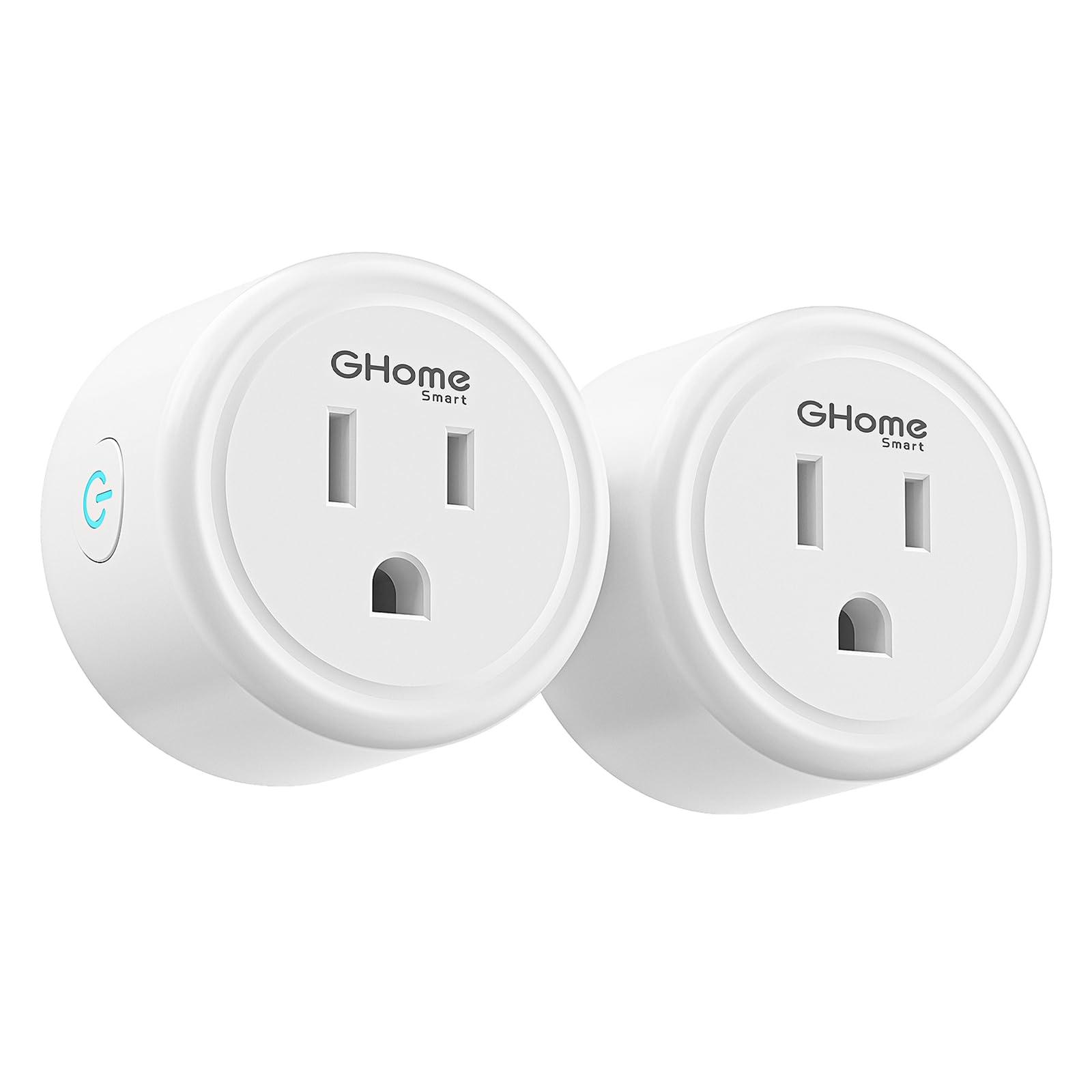 GHome Smart 5G 15A Smart Plugs, WiFi Smart Plugs Work with Alexa and Google Home, Smart Home WiFi Outlet with Remote Control & Timer, 5GHz and 2.4GHz Wi-Fi Compatible, ETL FCC Listed, White, 2 Pack
