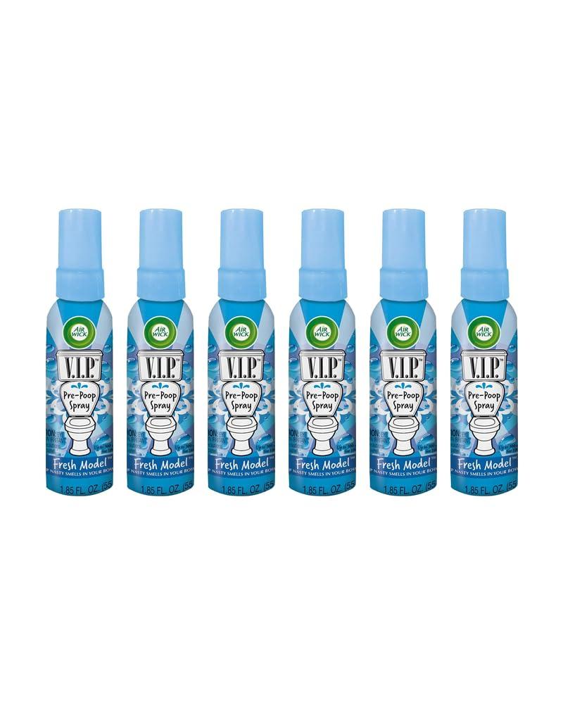 Air Wick V.I.P. Pre-Poop Toilet Spray | Fresh Model Scent | Contains Essential Oils | Travel size Air Freshener | Up to 100 uses - 1.85 Ounce (Pack of 6)