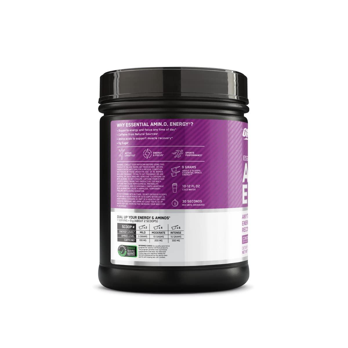 Optimum Nutrition Amino Energy - Pre Workout with Green Tea, BCAA, Amino Acids, Keto Friendly, Green Coffee Extract, Energy Powder - Concord Grape, 65 Servings (Packaging May Vary) - Image 7