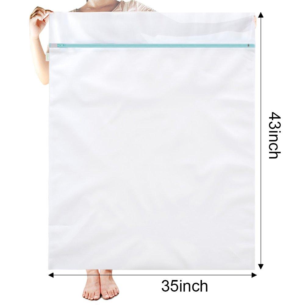 OTraki Large Washing Machine Bag 2 Pack 43 x 35in XL Mesh Laundry Bags 2 Pack Heavy Duty Zipper Big Dryer Wash Net for Delicates Bedding Blanket Pet Bed Camp Travel Dorm Jumbo Netted Organizer White - Image 2
