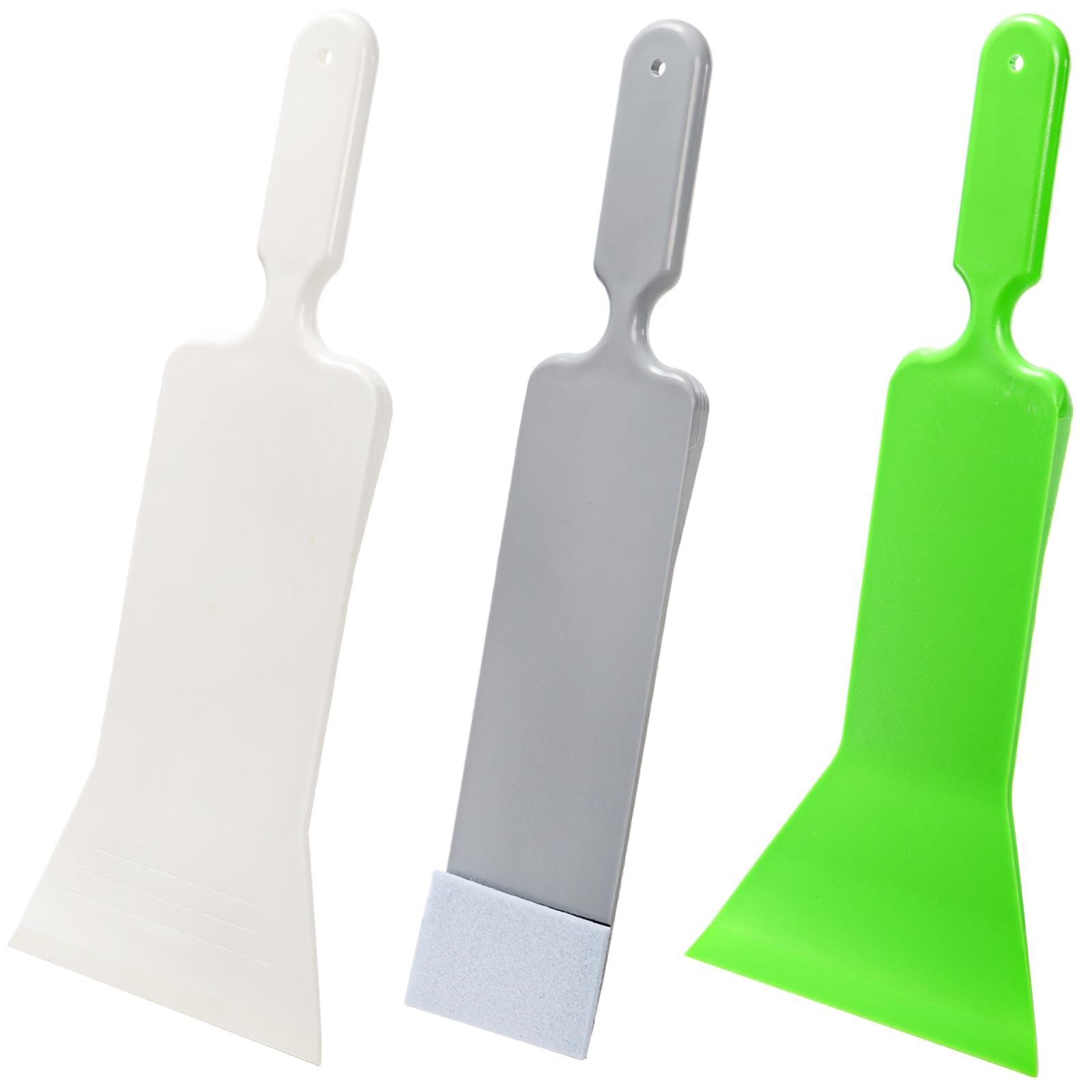 ZAVOOS 3 Pieces Window Tint Tools, Long Handle Auto Bulldozer Squeegee Scrubber Paddle Squeegee Kit, Flat Glass Scraper Cleaning Tool for Car Front Windows Rear Glass