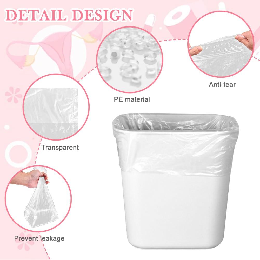 1000 Pcs Sanitary Napkin Disposal Bags, Tampon Disposal Bags Feminine Hygiene Disposal Bags, Small Trash Bags for Tampon Bedroom Bathroom Trash Bags, 16.14x11.42inch - Image 4
