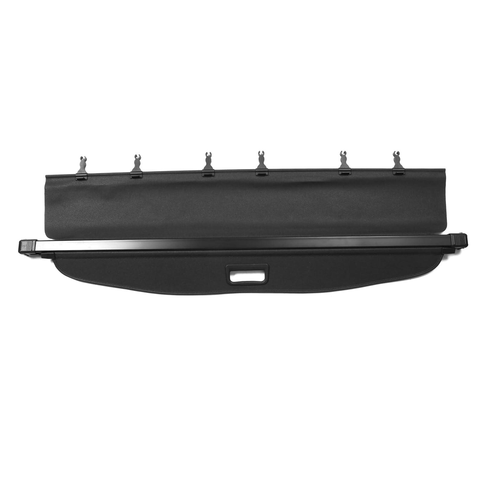 IKON MOTORSPORTS, Cargo Cover Compatible with 2014-2018 Subaru Forester (Only Fit Automatic Rear Gate), PVC & Aluminum Rod Black Security Rear Trunk Cover Security Retractable Shield, 2015 2016 2017
