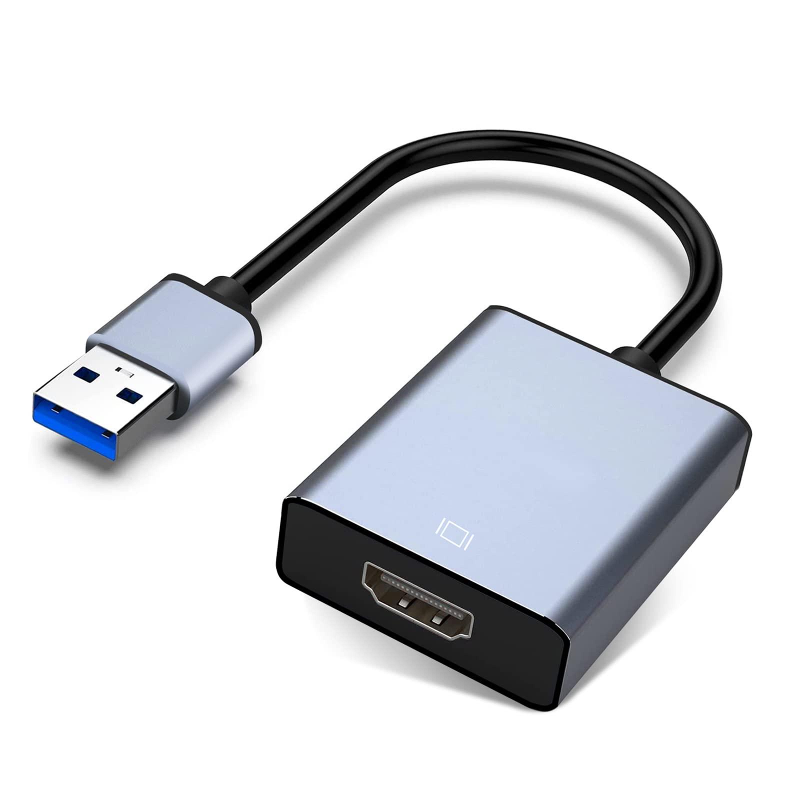 Brennenstuhl USB to HDMI Adapter, USB 3.0/2.0 to HDMI for Multiple Monitors 1080P Compatible with Windows XP/7/8/10/11 and Mac os - Grey