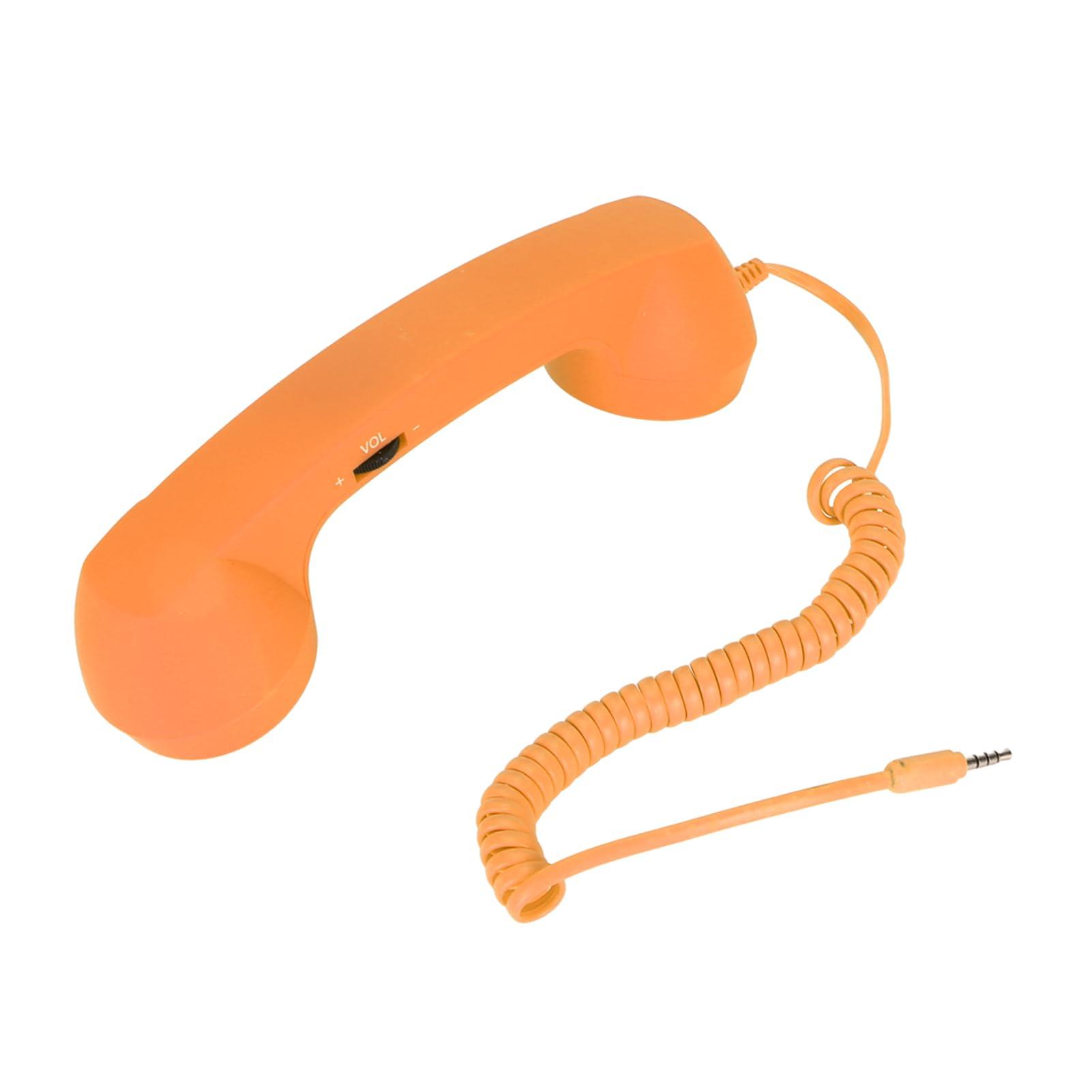 Retro Telephone Handset, 3.5mm Cell Phone Receiver Mic, Microphone Speaker Vintage Retro Telephone Handset for Smartphone (Orange) - Image 7