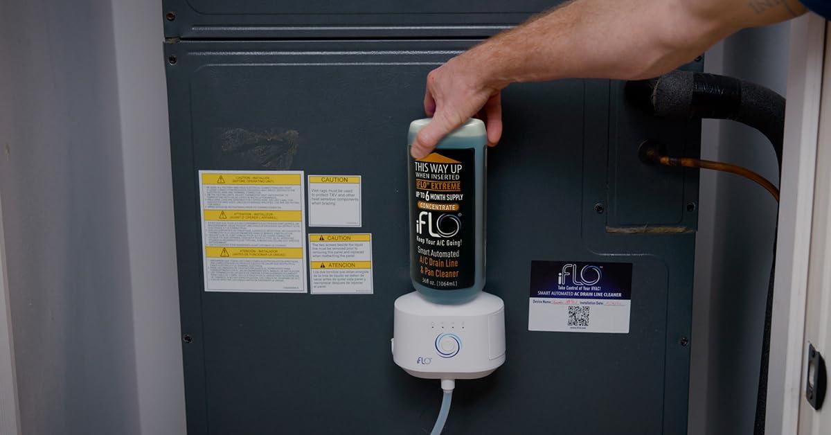 iFLO® Smart Automated A/C Drain Line Cleaner for HVAC System, For Clog-Free, Easy Installation and App-Controlled Air Conditioner Maintenance, Includes 36oz Cleaner Cartridge, 6 Month Supply - Image 4