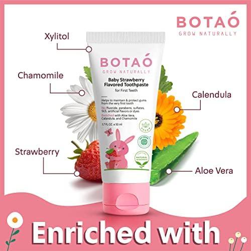 BOTAO Fluoride Free Toddler Toothpaste | Strawberry Flavored - Training Toothpaste for Toddlers | EWG Verified, Vegan, SLS Free, Safe to Swallow, Aloe Vera (2Pack) - Image 3
