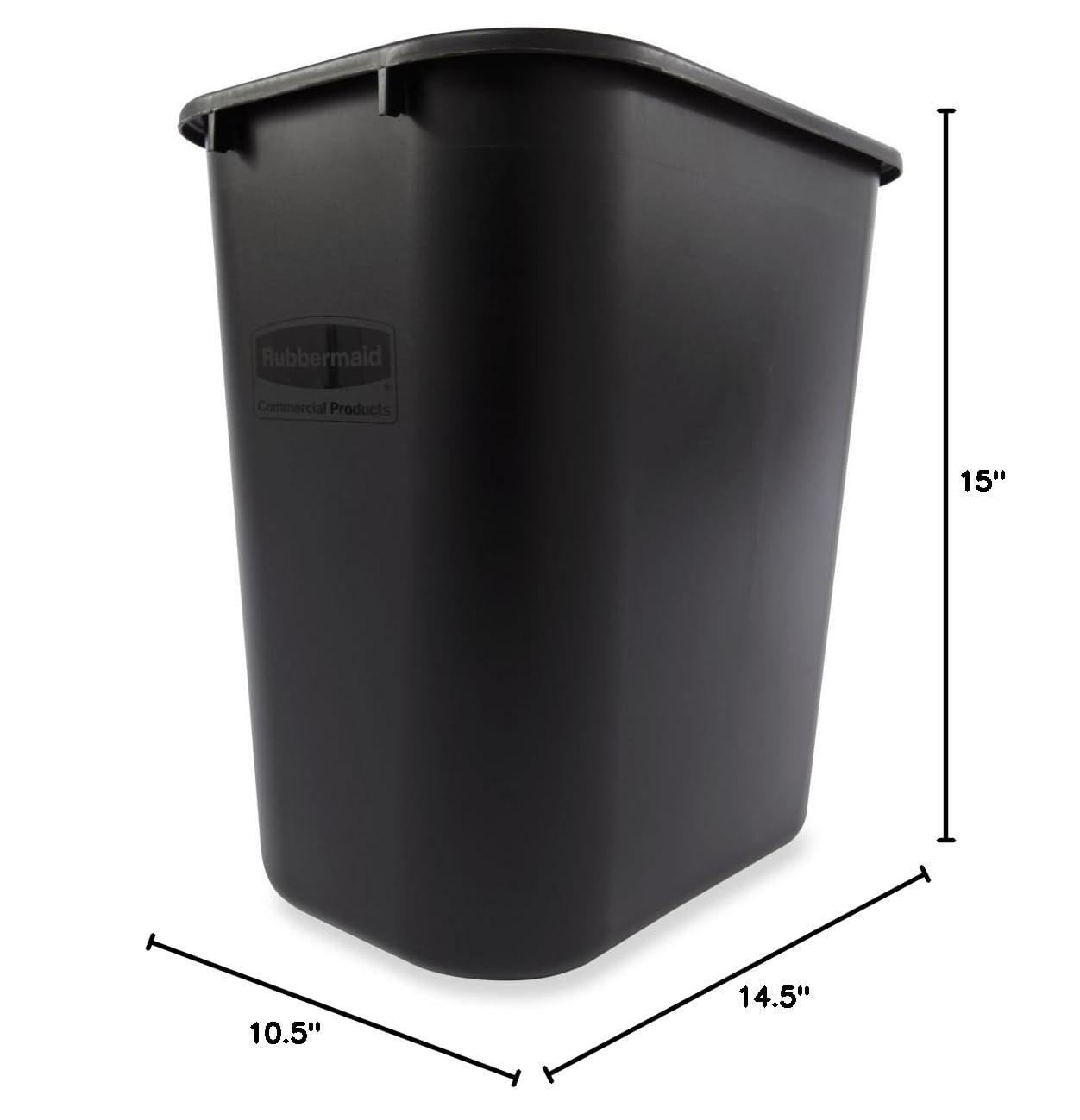 Rubbermaid Commercial Products Resin Wastebasket/Trash Can, 7-Gallon/28-Quart, Black, Plastic, for Bedroom/Bathroom/Office, Fits Under Desk/Sink/Cabinet, Pack of 12 - Image 3