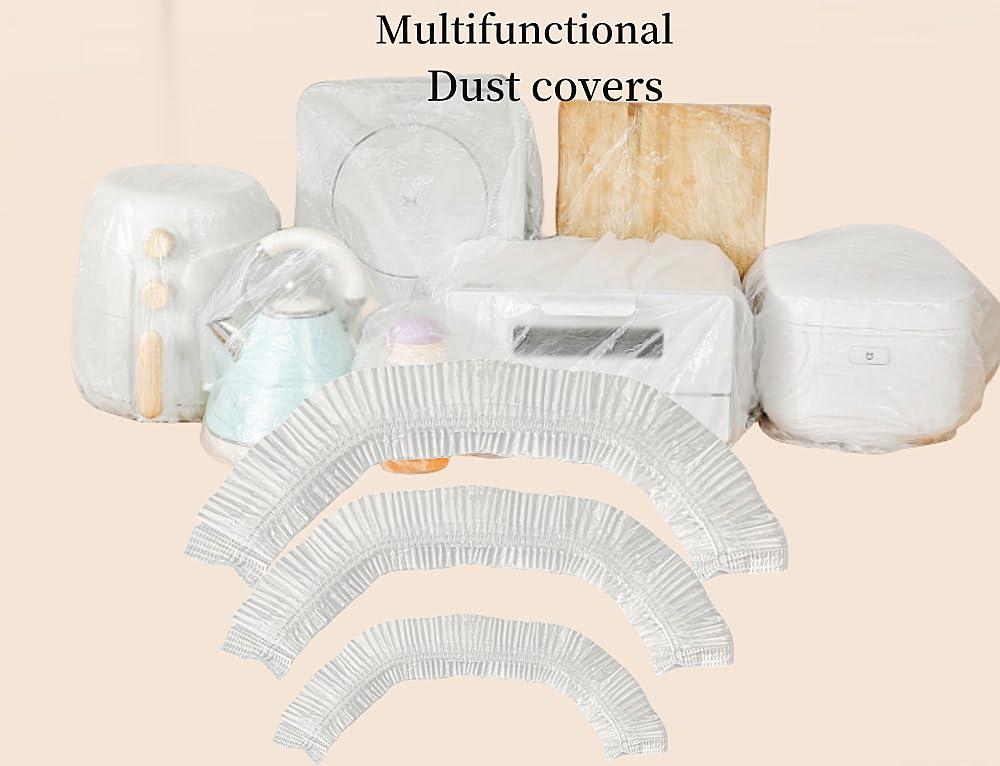 60Pcs Disposable Furniture Dust Cover Clear Plastic Kitchen Appliance Covers Dustproof with Elastic for Small Appliance, Oven, Pressure Cooker, Blender, Air Fryer, 3 Different Sizes (S, M, L) - Image 5
