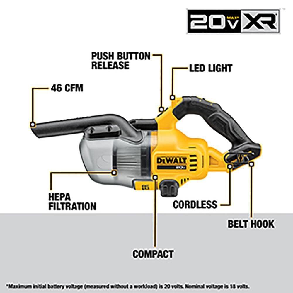 DEWALT 20V Vacuum, Cordless Handheld Vacuum, HEPA, Battery Not Included (DCV501HB) - Image 7