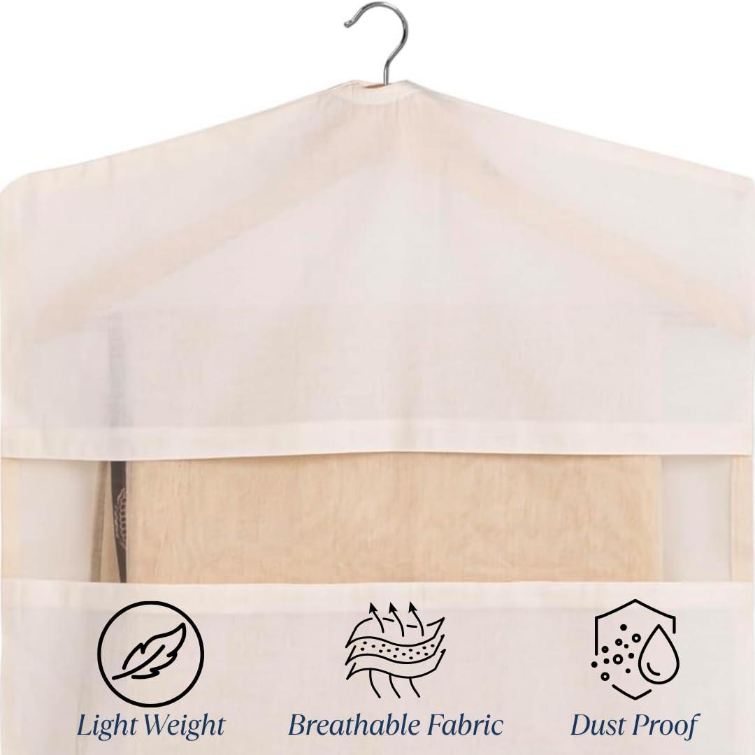 Forever Cotton Garment Bags for Hanging Clothes – 100% Cotton, Breathable Suit & Dress Covers – Pack of 3 Medium (22"x40") for Jackets, Sarees, Blouses, Coats, Travel & Closet Storage - Image 3