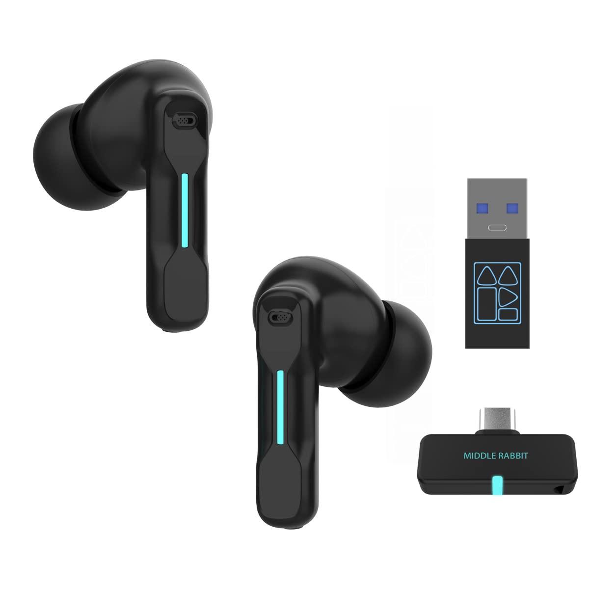 FEDIKER SW4 Wireless Hidden Earbuds for PC/Computer/Laptop/Mobile - Dongle & Bluetooth - 40ms Low Latency - 4 Mics – Gaming - Work Headset/Headphones for Office