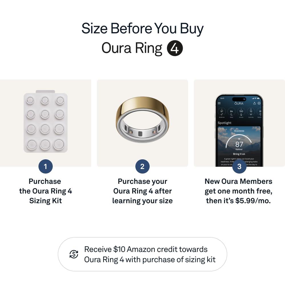 Oura Ring 4 - Gold - Size 7 - Smart Ring - Size First with Oura Ring 4 Sizing Kit - Sleep Tracking Wearable - Heart Rate - Fitness Tracker - Up to 8 Days of Battery Life - Image 3