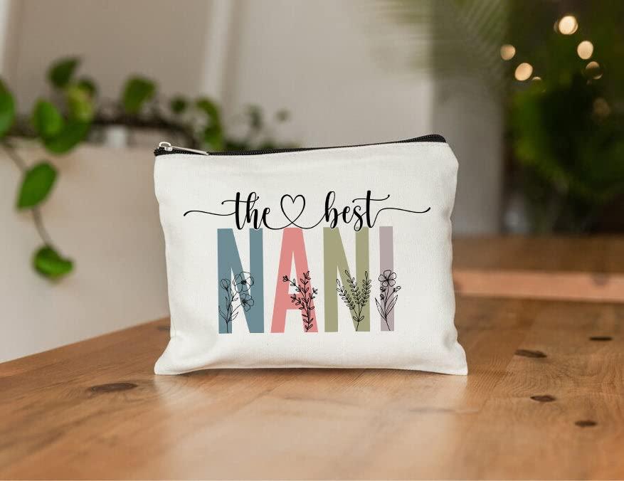 PTDShops The Best Nani Makeup Bag - Mothers Day Makeup Bag - Cute Nani Cosmetic Bag - Gift Birthday Nani Makeup Bag - Best Nani Cosmetic Bag - Gift Nani Zipper Makeup Bags Travel - Image 2