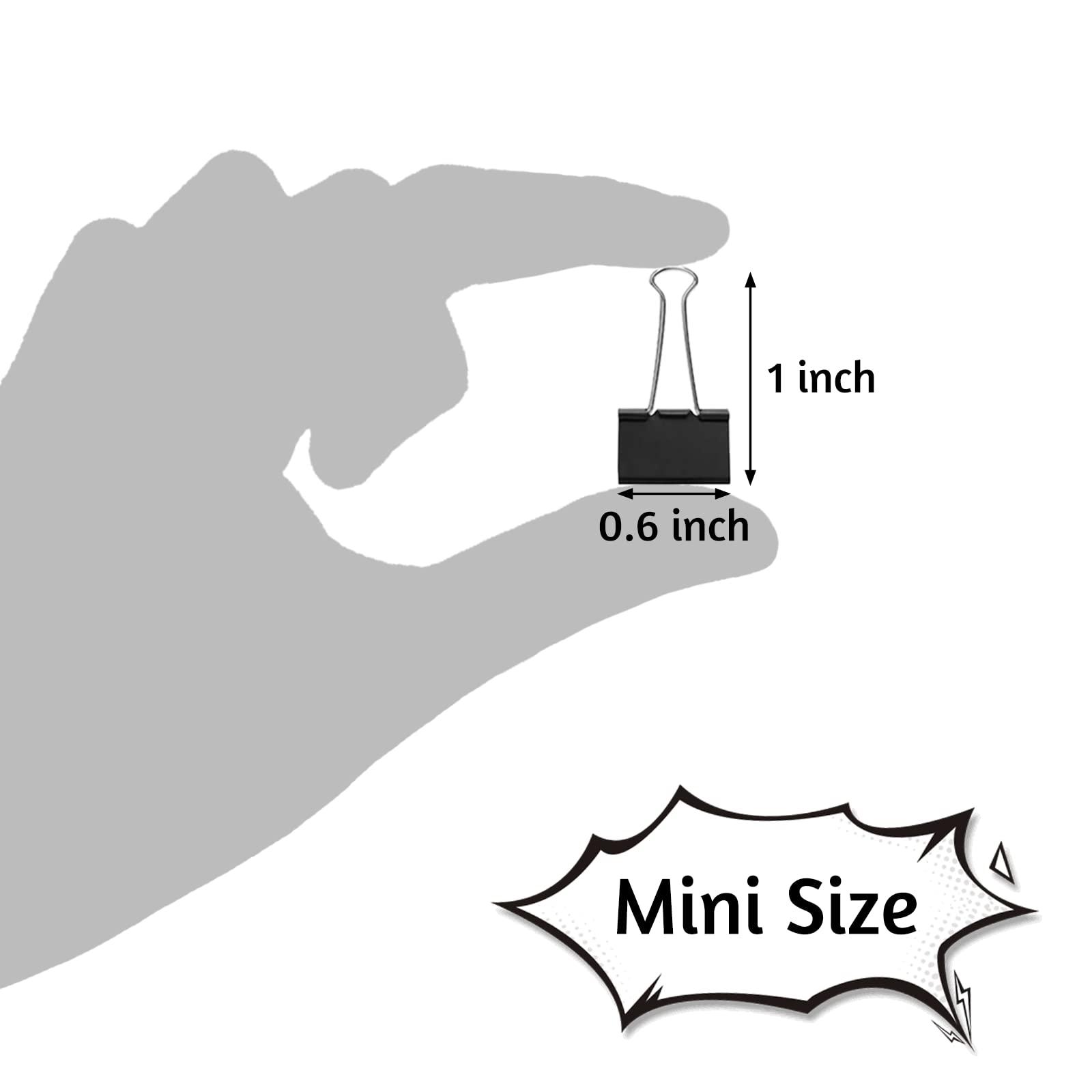 120 Pack Mini Binder Clips, Black Binder Clips, Small Paper Clips 15mm 5/8 Inch. Micro Size Office Clips for Home School Office and Business. - Image 2