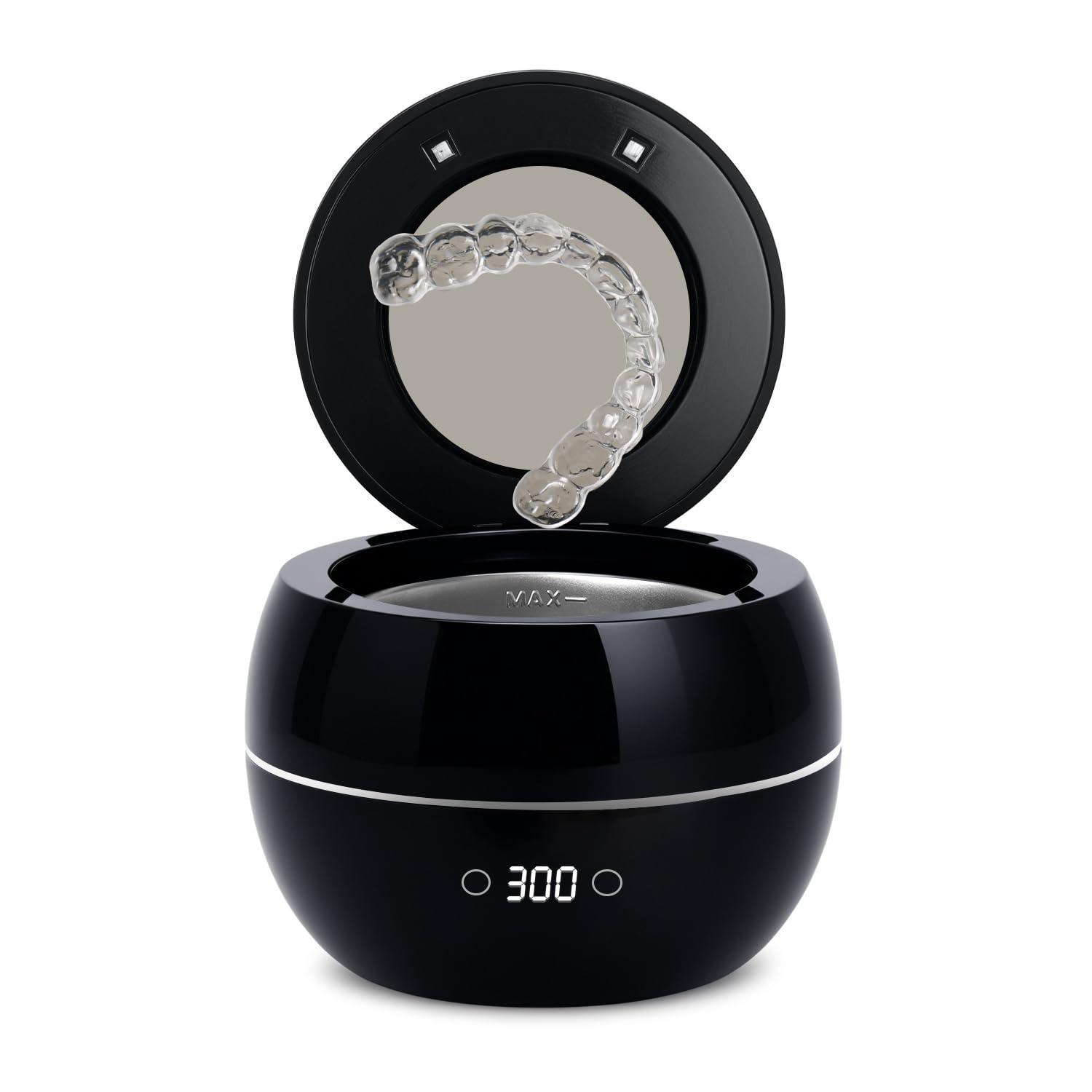 Ultrasonic Retainer Cleaner Machine Denture Cleaning Pod Portable Night Guard Cleaner for Mouth Guards, Jewelry Cleaner with Digital Timer, Dual Cleaning Mode