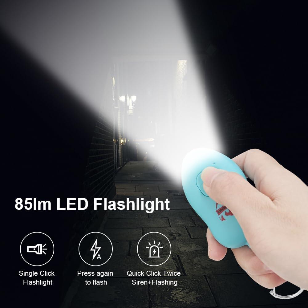 Fightsense Personal Alarm Keychain with Snap Hook, 130dB Siren Safety Alarm for Women LED Light (300m Audible) (Cyan) - Image 5