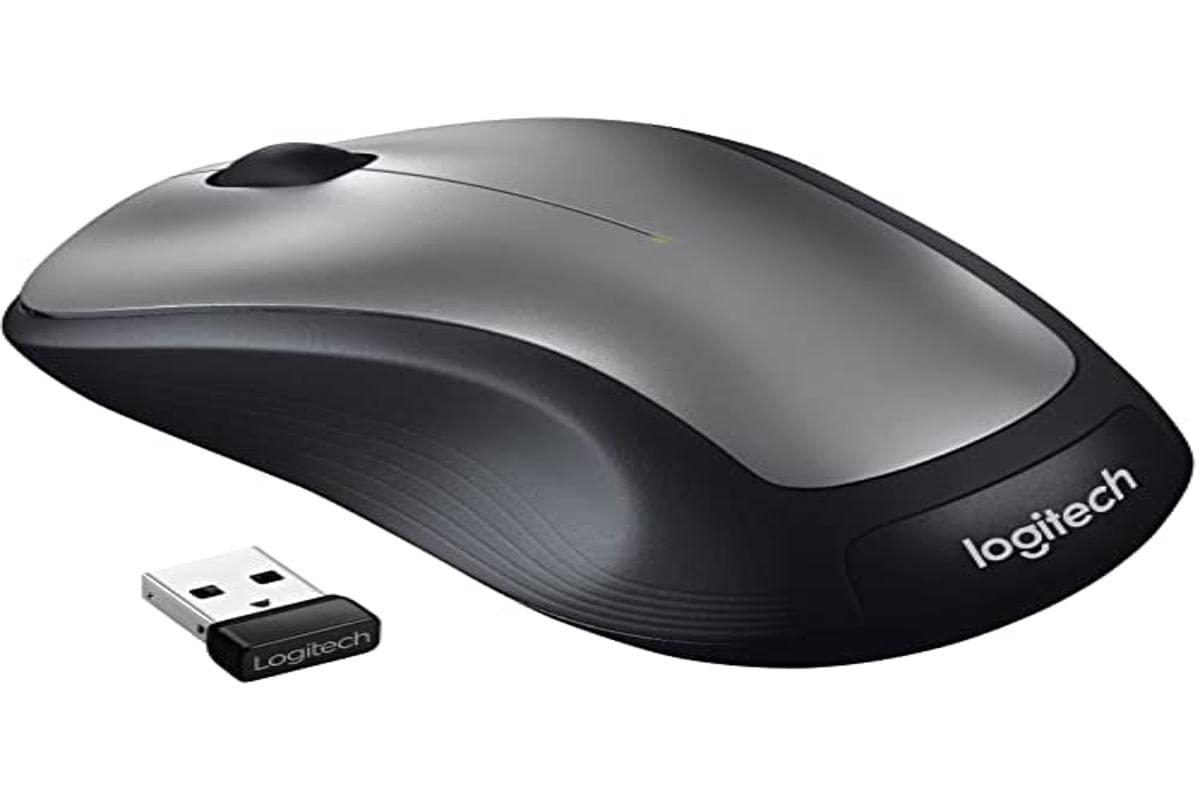 Logitech M310 Wireless Mouse, 2.4 GHz with USB Nano Receiver, 1000 DPI Optical Tracking, 18 Month Life Battery, PC/Mac/Laptop - Silver Grey