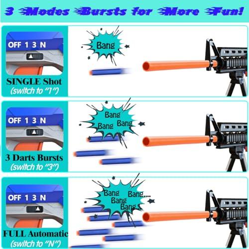 Toy Gun Automatic Sniper Rifle -3 Modes Toy Foam Blasters with Tactical Vest, Bipod, 2 Clips and 150 Darts, Electric Toys for Adults Boys Age 8-12 Gifts for Birthday Xmas - Image 3