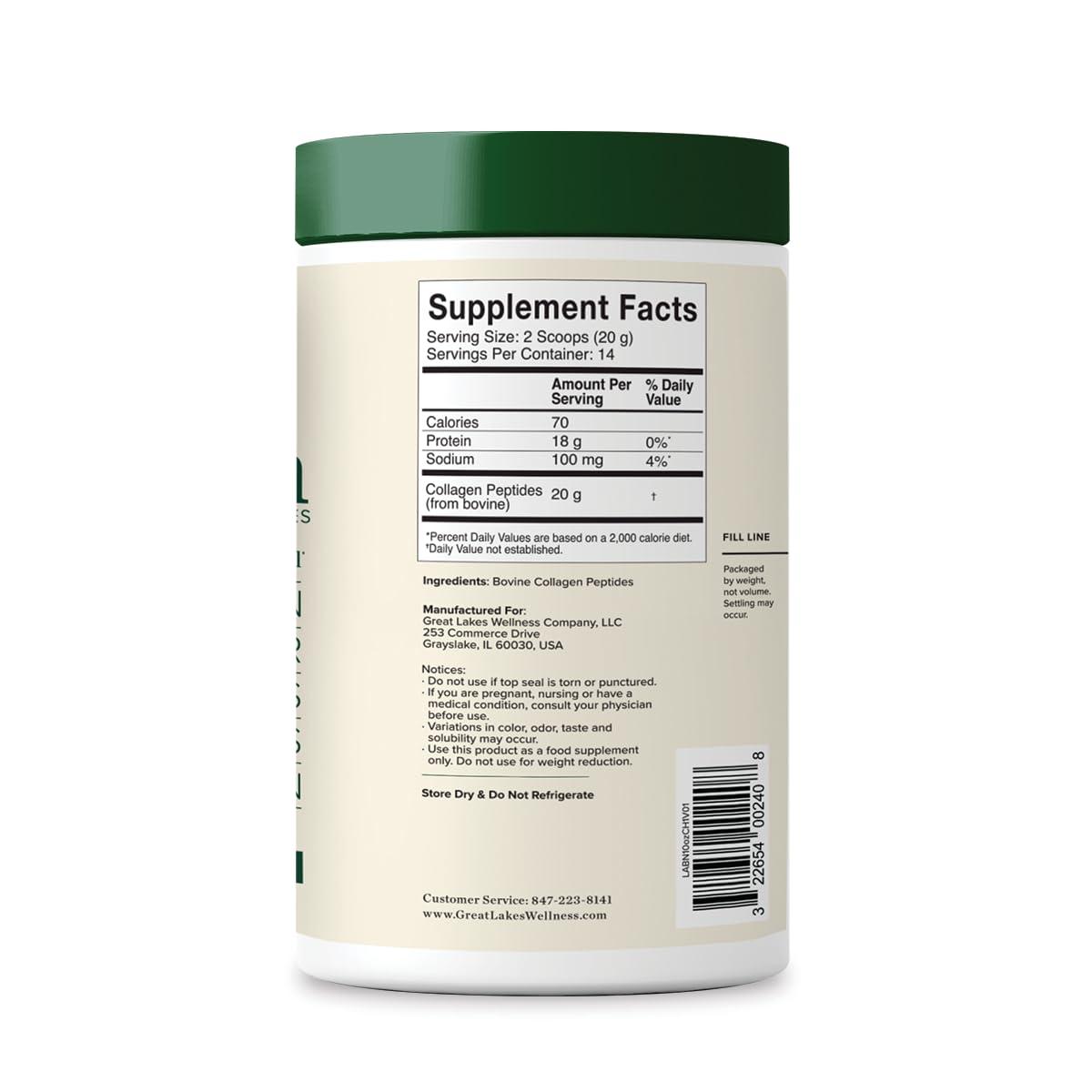 Great Lakes Wellness Collagen Peptides Powder for Skin, Hair, Nails, Joints & Digestion - Unflavored - Quick Dissolve Hydrolyzed, Non-GMO, Keto, Kosher - 10 oz - Image 3