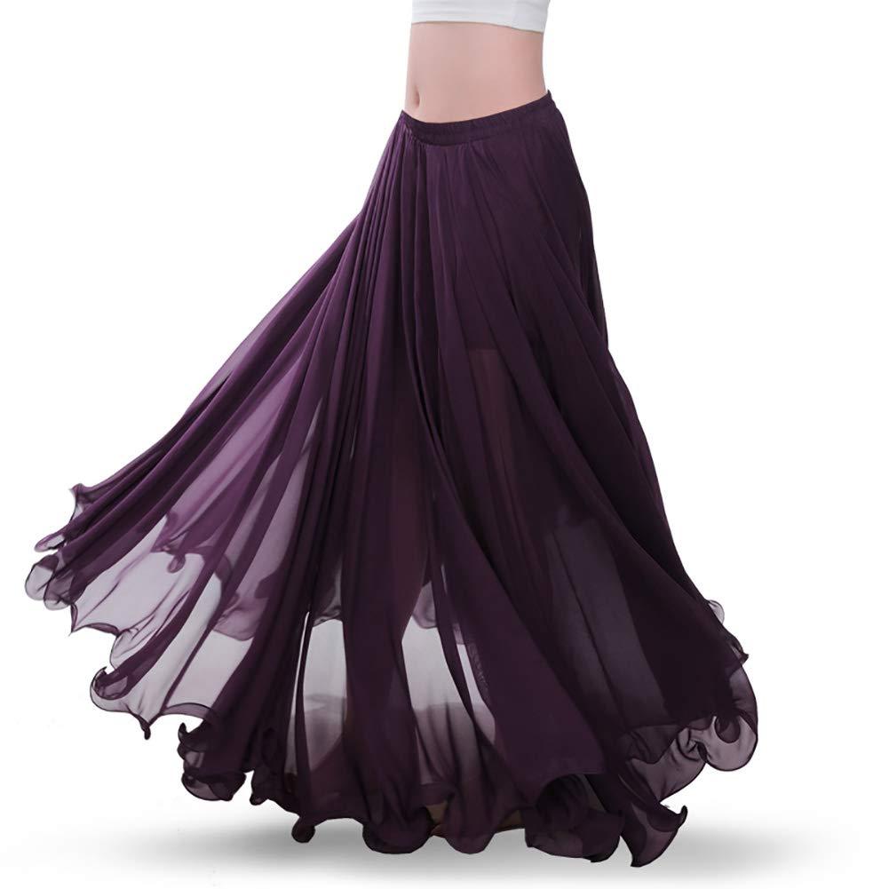 ROYAL SMEELA Chiffon Belly Dance Skirt for Women Belly Dancing Costume Outfit Tribal Maxi Full Skirts Solid Color Skirt Voile