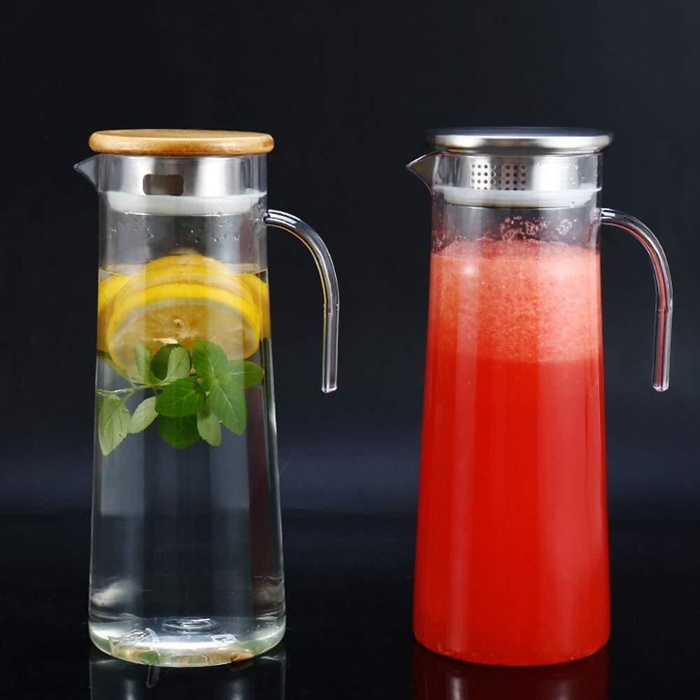 Acrylic Water Pitcher with Lid, 40 Oz Plastic Transparent Iced Tea Water Jug Drink Pitcher Beverage Carafe Pitchers for Juice Tea Coffee Milk(Bamboo Lid) - Image 8