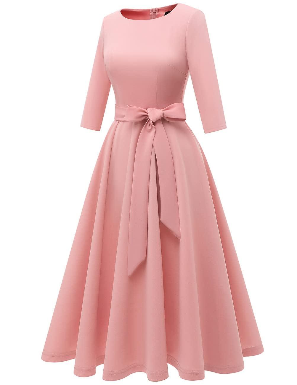 DRESSTELLS Cocktail Dresses for Women, Vintage Wedding Guest 3/4 Sleeves Formal Church Dress, Summer 2025 - Image 2