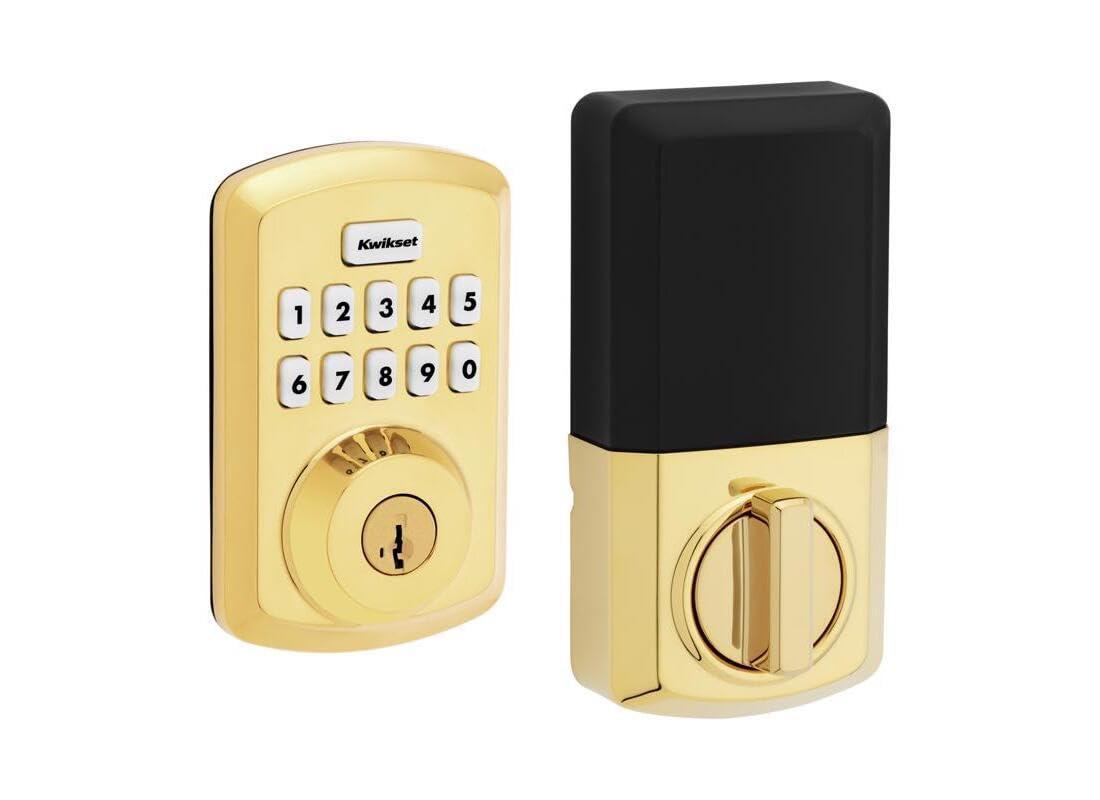 Kwikset 9240TRL-L03 Traditional Powerbolt Electronic SmartCode Deadbolt with RCAL Latch and RCS Strike Lifetime Brass Finish - Image 4