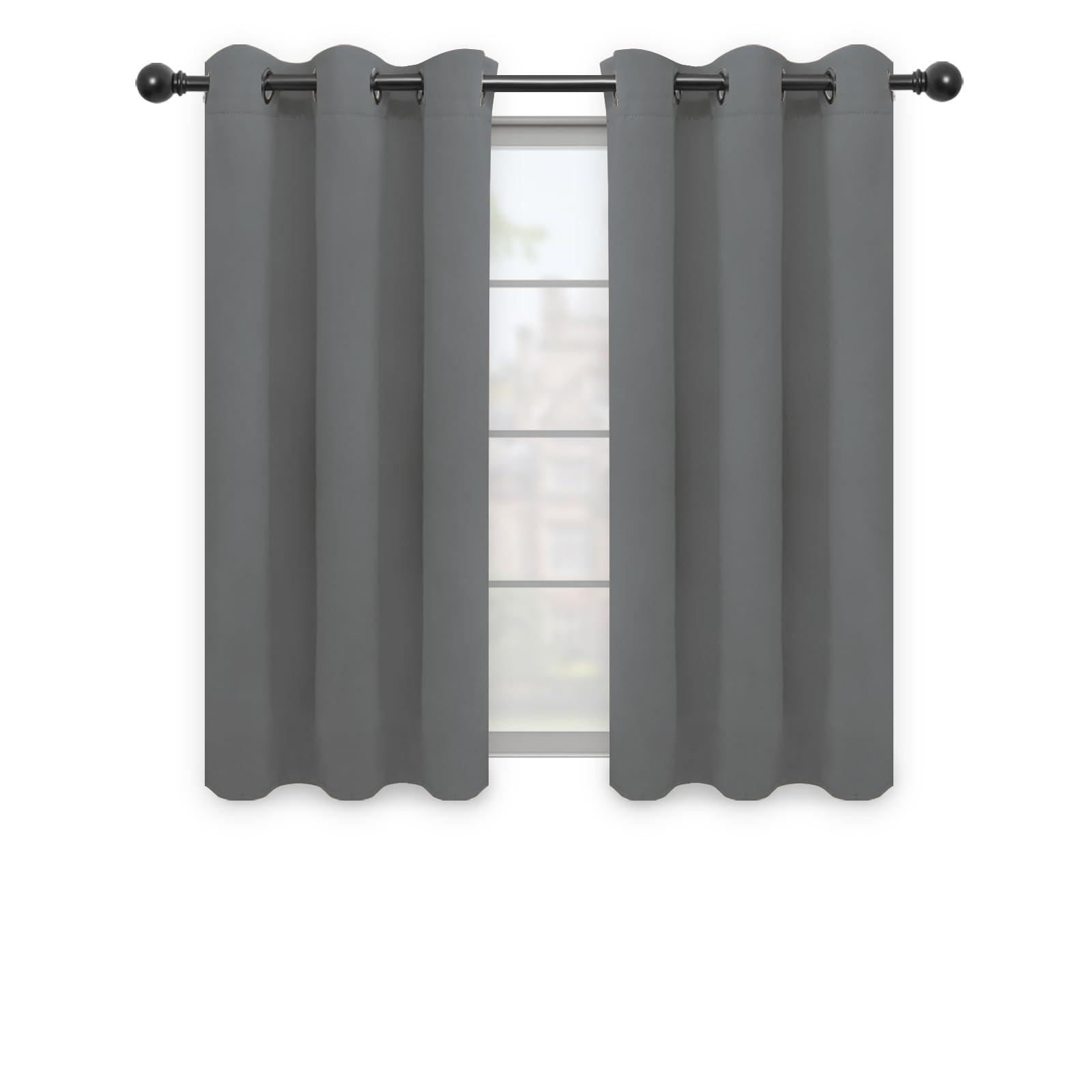 Easy-Going Blackout Curtains for Bedroom, Solid Thermal Insulated Grommet and Noise Reduction Window Drapes, Room Darkening Curtains for Living Room, 2 Panels(42x63 in, Gray)