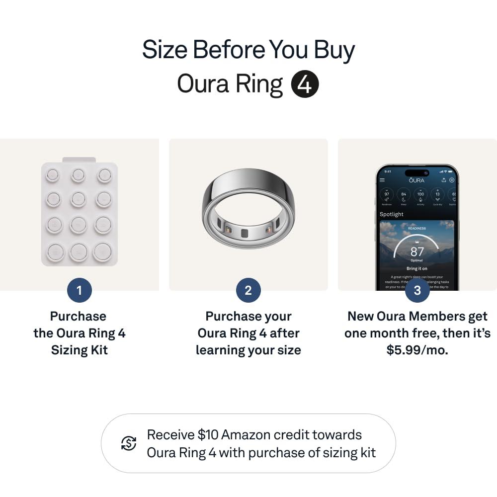 Oura Ring 4 - Silver - Size 4 - Smart Ring - Size First with Oura Ring 4 Sizing Kit - Sleep Tracking Wearable - Heart Rate - Fitness Tracker - Up to 8 Days of Battery Life - Image 3